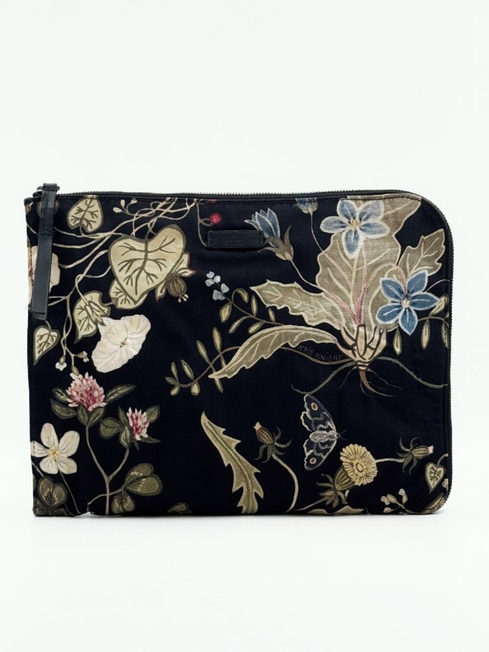 Gucci Kris Knight Floral Butterfly Print Nylon Zip Pouch Clutch